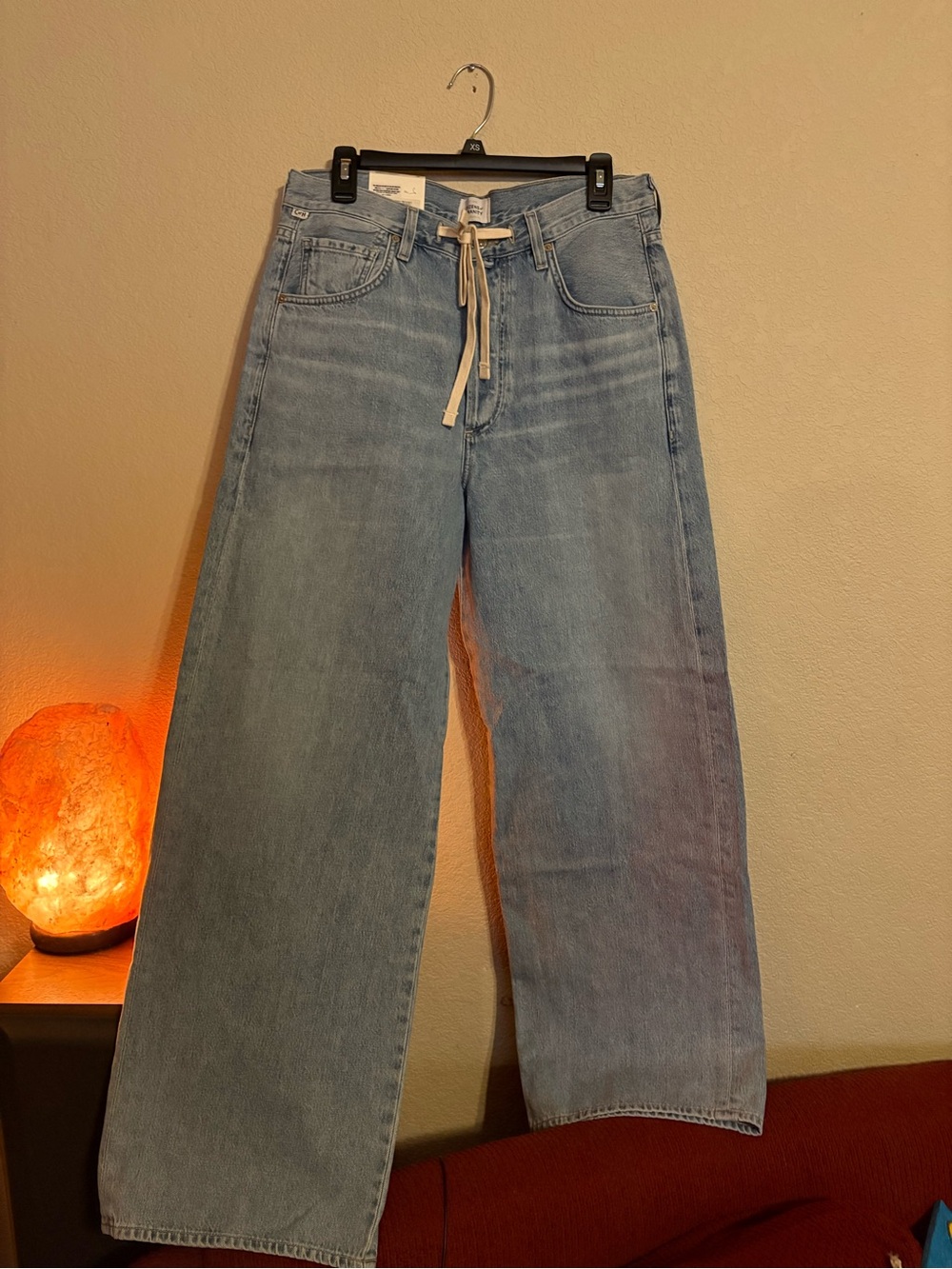 Citizens Of Humanity Light Blue Wide-Leg Drawstring Jeans